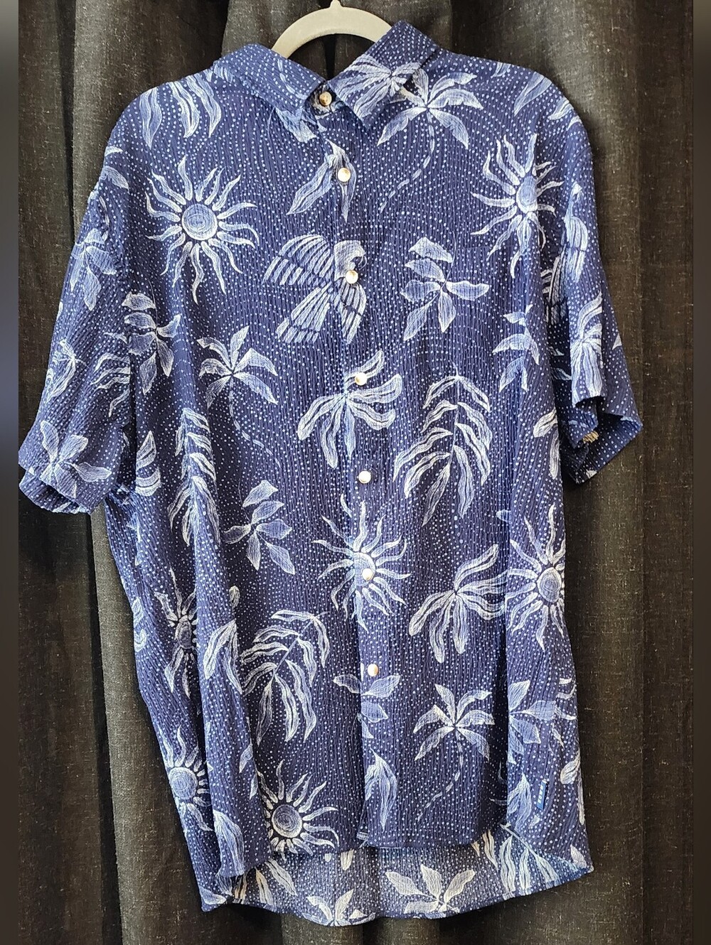 ROWN XXL Blue Floral Sun Print Button Up Shirt Men’s Casual Tropical Cotton Blen